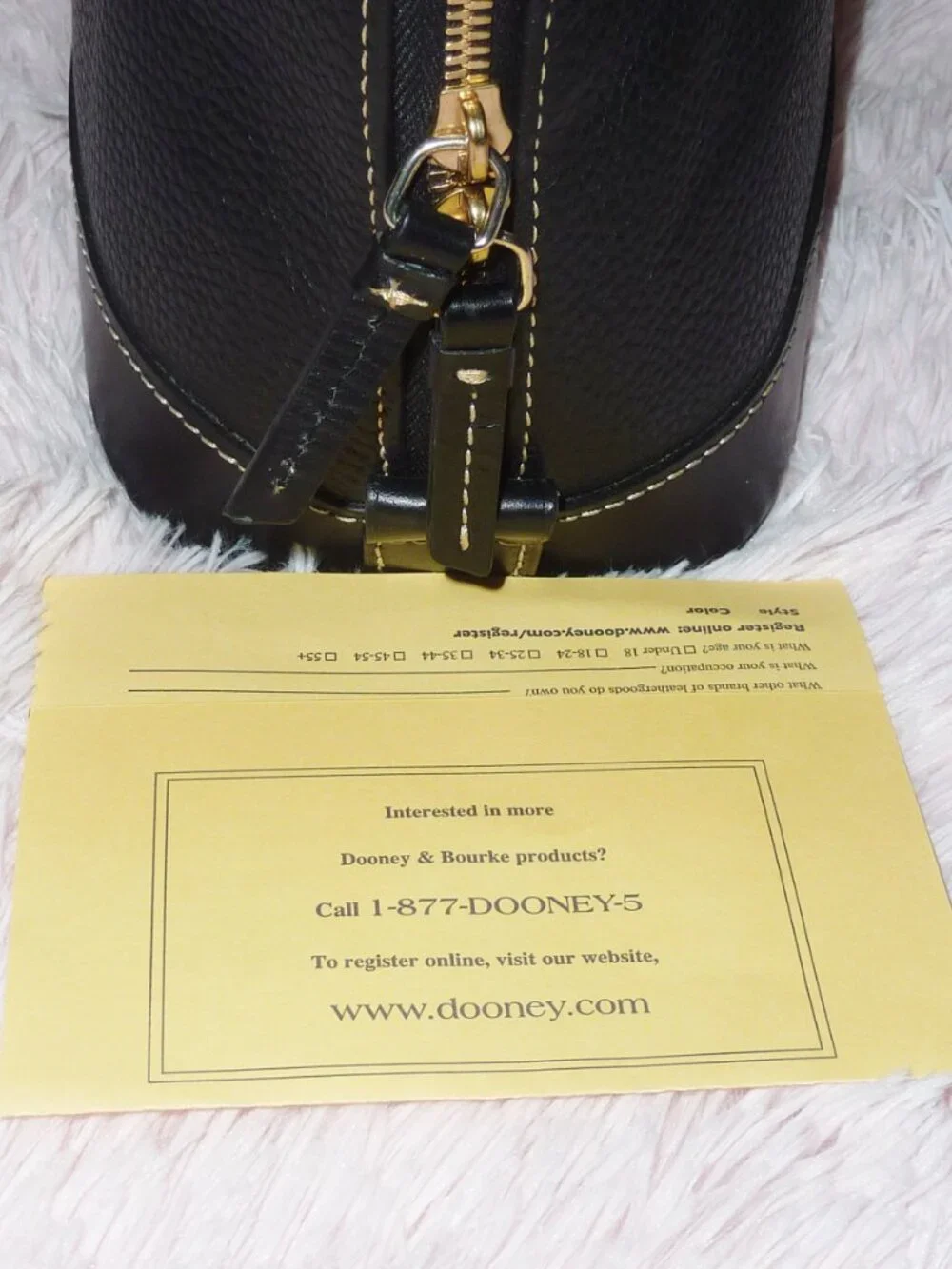 New Dooney & Bourke Black Pebbled Leather Satchel Dome Style Purse